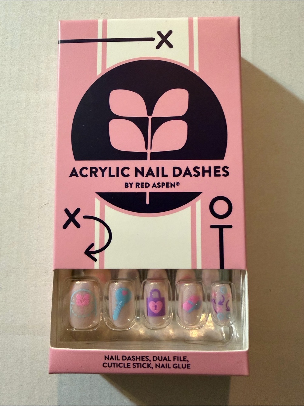 Red Aspen Pink Acrylic Nail Dashes- Play it Out, Jackie